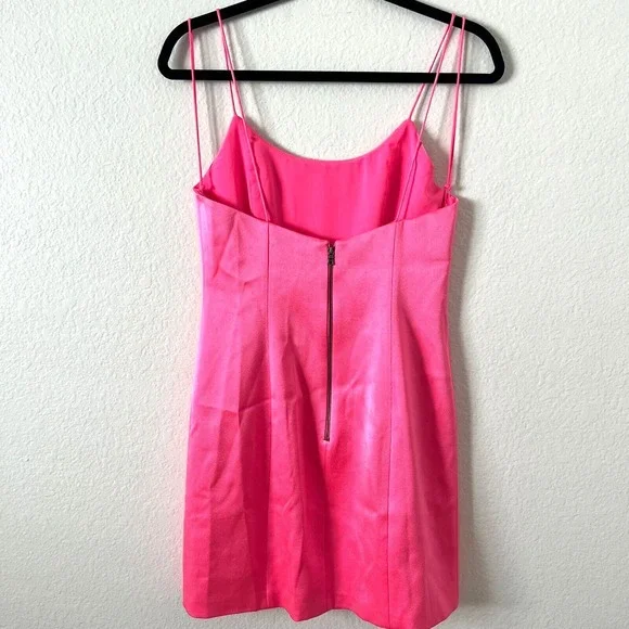 NWT Alice + Olivia Size 6 Nelle Mini Dress in Neon Pink Barbiecore Cocktail Hoco - Picture 3 of 10